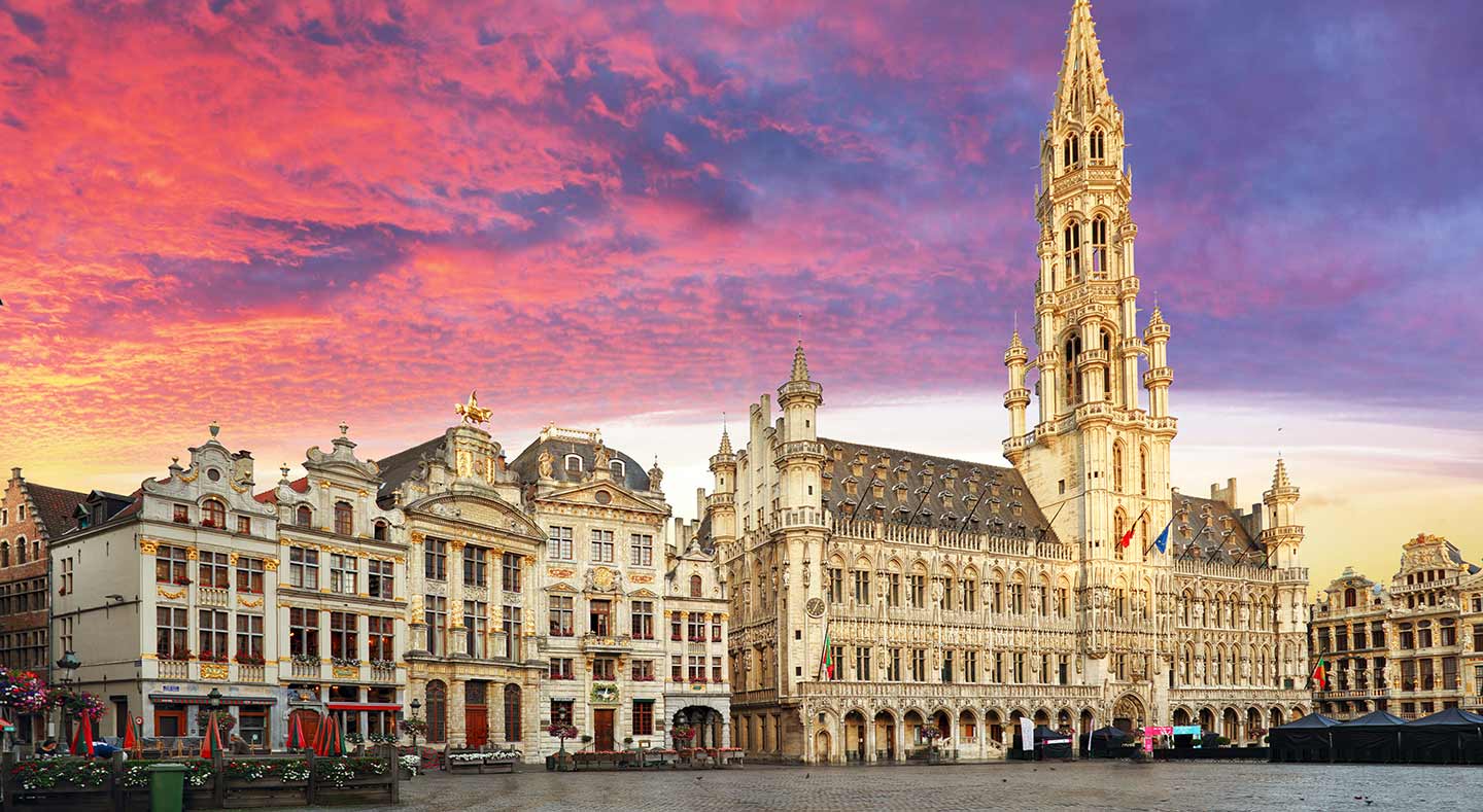 Brussels city centre in dusk