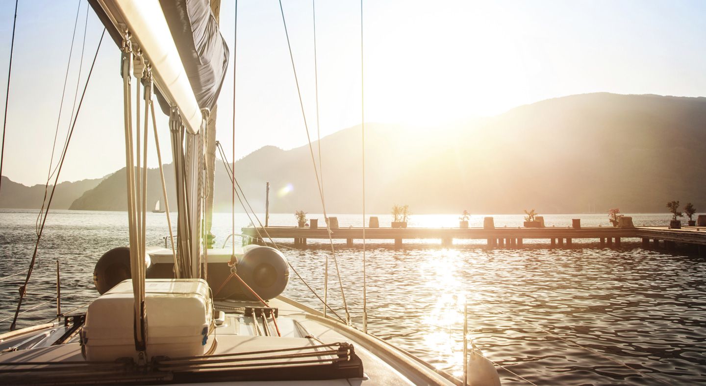 View of a bay from sailing boat