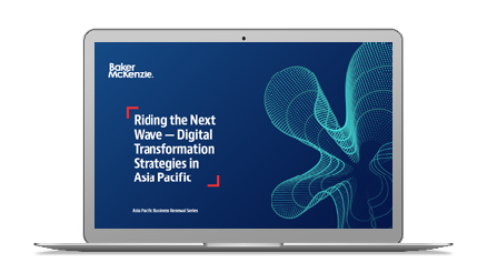 Laptop with Riding the Next Wave Digital Transformation in Asia Pacific report on screen