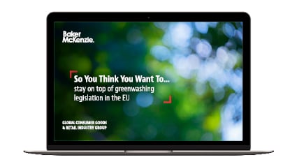 Laptop screen showing EU greenwashing report