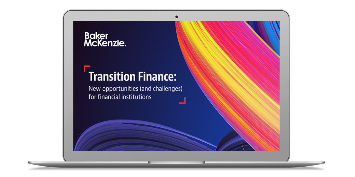 Laptop showing Transition Finance cover image