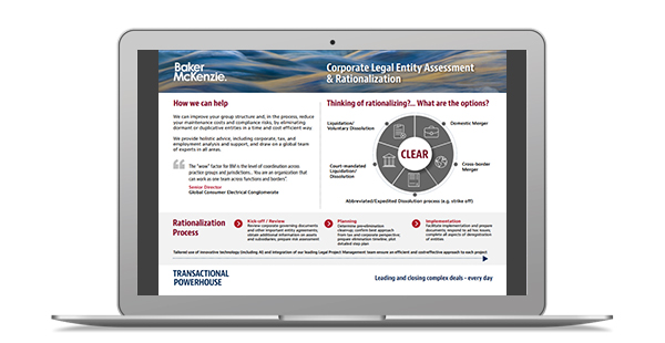 Laptop with Corporate Legal Entity Assessment and Rationalization report on screen