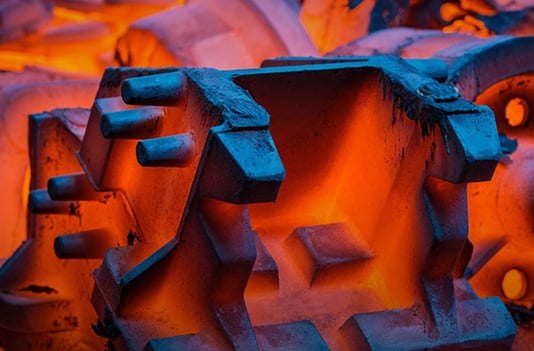 Red hot glowing steel moulds