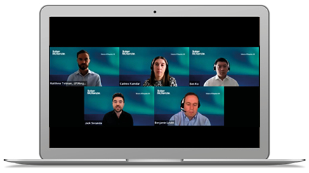 Laptop with webinar on screen