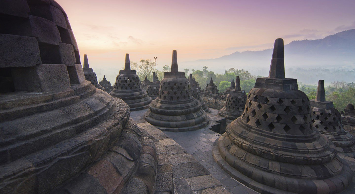 Sunrise Borobudur Temple Stupa