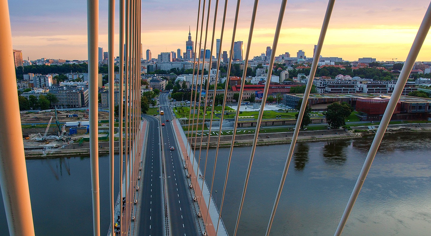 Swietokrzyski Bridge over Wisla river in Warsaw